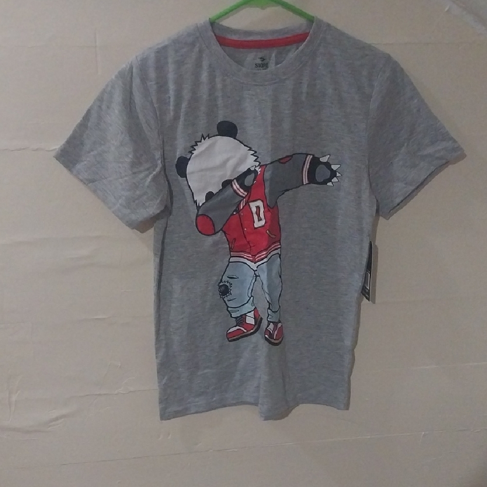 Gray Kids Graphic T-Shirt with Dancing Bear